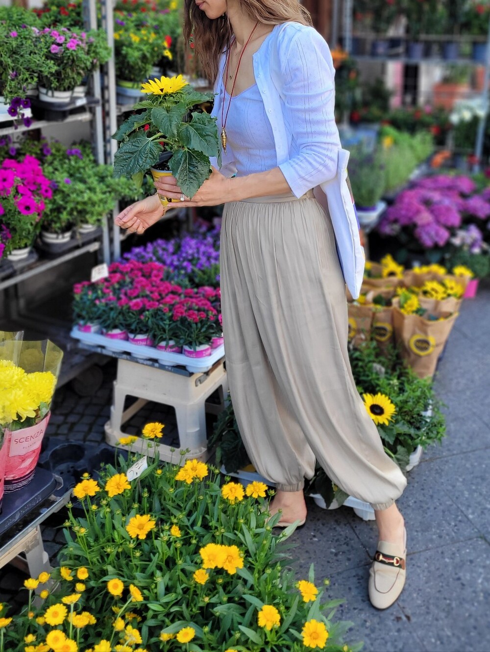 Zara Beige Satin Balloon Pants